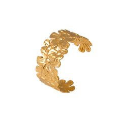 18K Gold-Plated Flower Open Cuff Bracelet
