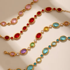 Faceted Stone Accent Anklet
