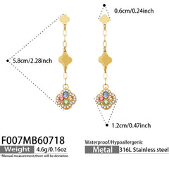 18K Gold-Plated Cubic Zirconia Flower Drop Earrings