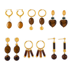 18K Gold-Plated Tiger Eye Earring Designs