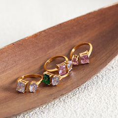 Cubic Zirconia Geometric Open Ring