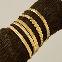 18K Gold-Plated Textured Slim Bangle Designs