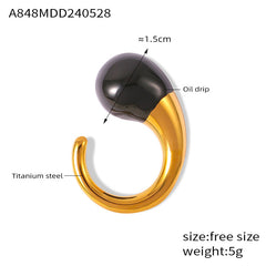 Enamel Teardrop Open Ring