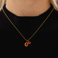 18K Gold-Plated Cubic Zirconia Drop Charm Necklace