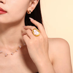 Irregular Faux Pearl Statement Ring
