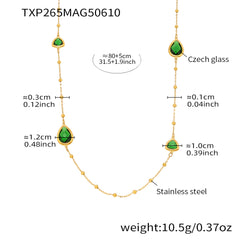 Gold-Tone Long Faceted Glass Necklace