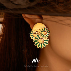 Enamel Daisy Stud Earrings