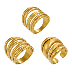 Polished Sculptural Stainless Steel Rings