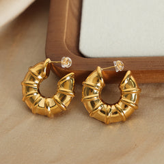 Bamboo-Texture C-Hoop Earrings