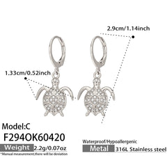 18K Gold-Plated Cubic Zirconia Turtle Drop Earrings