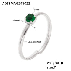 Color Cubic Zirconia Solitaire Open Ring