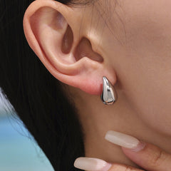 Polished Hollow Teardrop Stud Earrings