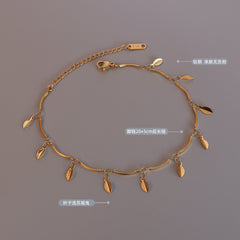 Gold-Tone Leaf Charm Anklet