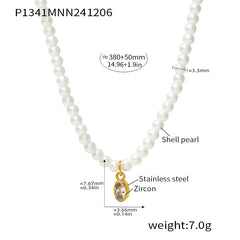 Shell Pearl-Look Geometric Pendant Necklace Designs