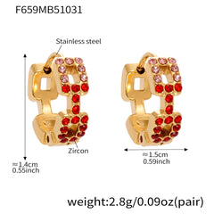 18K Gold-Plated Square Cubic Zirconia Huggie Earrings