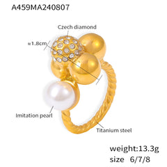 18K Gold-Plated Pearl-Look Cluster Ring