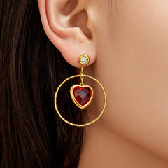 Czech Glass Heart and Circle Drop Earrings