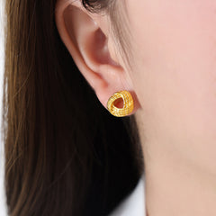 Sculptural Woven Round Stud Earrings