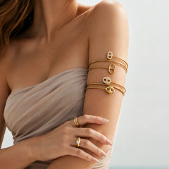 Geometric Cubic Zirconia Double-Band Arm Cuff