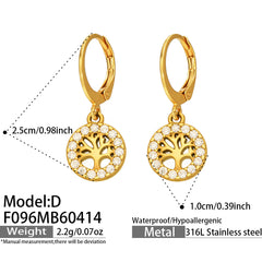 18K Gold-Plated Tree-Motif Hoop Earrings
