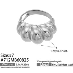 Openwork Vine & Geometric Stainless Steel Rings