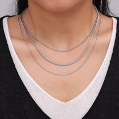 Layered Silver-Tone Chain Necklace