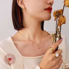 18K Gold-Plated Open Oval Pendant Jewelry