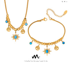 Gold-Tone Celestial Charm Necklace & Bracelet