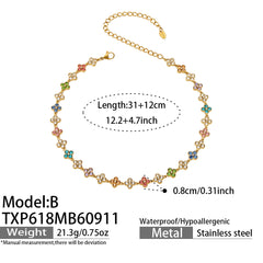 Color Cubic Zirconia Four-Petal Flower Jewelry