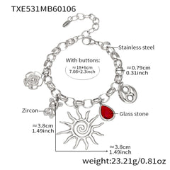 Sun Heart and Bear Multi-Charm Necklace or Bracelet