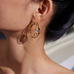 Nadine Sculptural Pavé Geometric Stud Earrings