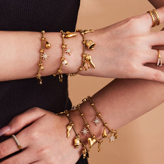 Heart, Starburst & Bell Charm Chain Bracelets