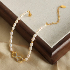 Freshwater Pearl Infinity Detail Bracelet