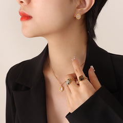 Oval Stone-Look Necklace or Earrings