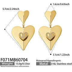 18K Gold-Plated Cubic Zirconia Heart Drop Earrings