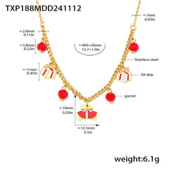 Garnet Christmas Necklace, Bracelet or Enamel Earrings