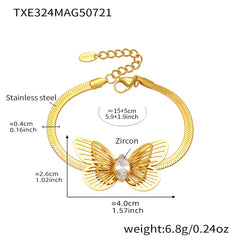 Cubic Zirconia Butterfly Necklace, Bracelet, Ring & Earrings