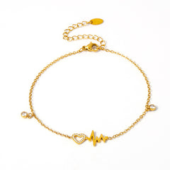 Gold-Tone Heartbeat Charm Anklet