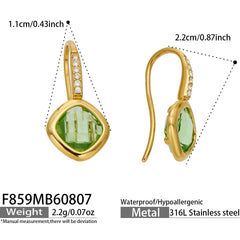 Colored Czech Glass & Cubic Zirconia Drop Earrings
