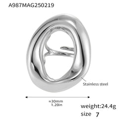 18K Gold-Plated Sculptural Ring & Tag Necklace