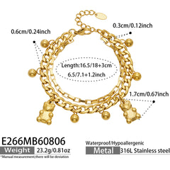 Bear Charm and Oval Link Bracelet Designs