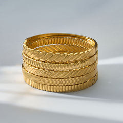 18K Gold-Plated Textured Slim Bangle Designs