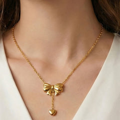 Bow and Heart Drop Earrings or Necklace