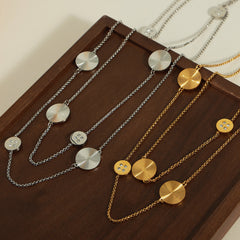 Layered Disc Long Chain Necklace