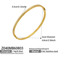 Gold-Tone Cubic Zirconia Wave Bangle Designs