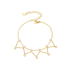 Layered Chain & Stone Charm Anklets