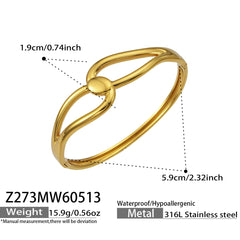 18K Gold-Plated Sculptural Link Bangle Bracelet