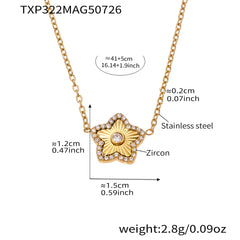 Cubic Zirconia Flower & Star Necklace & Bracelet