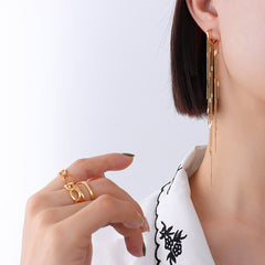Heart Chain Tassel Drop Earrings