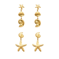 Ocean Starfish and Shell Drop Earrings